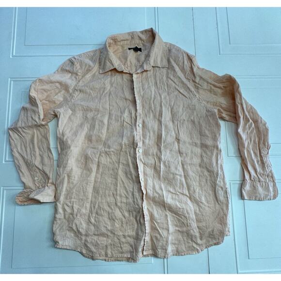 Club Room Luxury Men's Linen Button Down Shirt Peach Size 2XL XXL - Picture 1 of 4